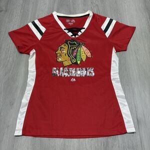 Small Majestic Chicago Blackhawks Women's Jersey Shirt NHL